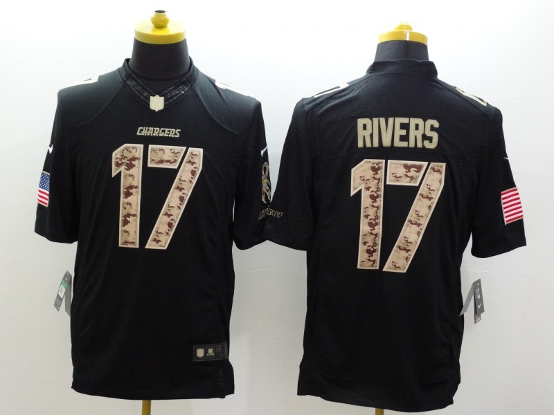 Men's Los Angeles Chargers Philip Rivers #17 Black Jersey